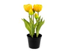 Umetni tulipani v loncu - (25 cm) rumeni