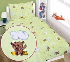 Otroška posteljnina iz bombaža Agata - 90x135, 45x60 cm - Medvedek rjava, zelena
