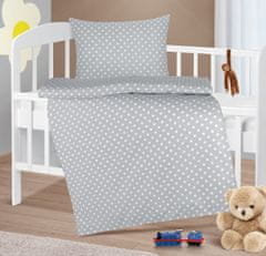 Otroška bombažna posteljnina Agata - 90x135, 45x60 cm - Polka dot siva, bela