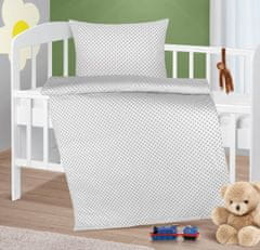 Otroška posteljnina iz bombaža Agata - 90x135, 45x60 cm - Pravokotnik siva, bela