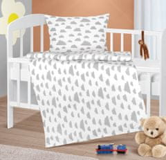 Otroško posteljno perilo iz bombaža Agata - 90x135, 45x60 cm - oblačno siva, bela