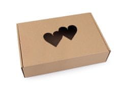 Papirnata škatla s pogledom - srce - rjava naravna