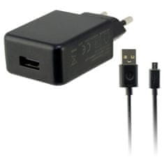 Miramarket Stenski Polnilec + USB Mikro Kabel KSIX USB 2A Črna