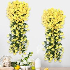 HOME & MARKER® Umetne rože, Umetno cvetje, Umetne cvetlične viseče rože, Viseči šopek (Rumena, 4 x 72 x 77 cm) | HANGROSE