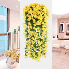 HOME & MARKER® Umetne rože, Umetno cvetje, Umetne cvetlične viseče rože, Viseči šopek (Rumena, 4 x 72 x 77 cm) | HANGROSE