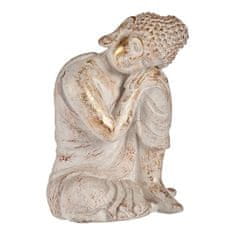 NEW Okrasna vrtna figura Buda Bel/Zlat Poliresin (28,5 x 43,5 x 37 cm)