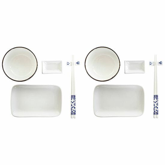 NEW Set za suši DKD Home Decor 33,5 x 34,5 x 9 cm Porcelan Bela Mornarsko modra Orientalsko (33,5 x 34,5 x 9 cm)