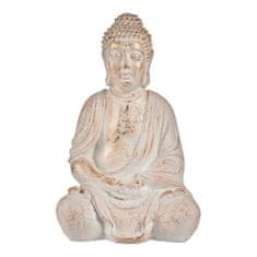 NEW Okrasna vrtna figura Buda Bel/Zlat Poliresin (24,5 x 50 x 31,8 cm)
