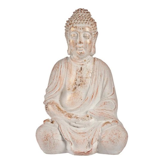 NEW Okrasna vrtna figura Buda Bel/Zlat Poliresin (24,5 x 50 x 31,8 cm)