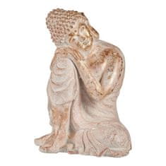 NEW Okrasna vrtna figura Buda Bel/Zlat Poliresin (35,5 x 54,5 x 42 cm)