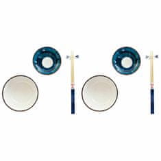 NEW Set za suši DKD Home Decor 34 x 29,5 x 7,3 cm Porcelan Modra Bela Orientalsko (34 x 29,5 x 7,3 cm)