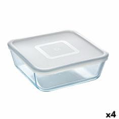 Miramarket Kvadratna Posoda za Malico s Pokrovom Pyrex Cook & Freeze 2 L 19 x 19 cm Prozorno Silikon Steklo (4 kosov)