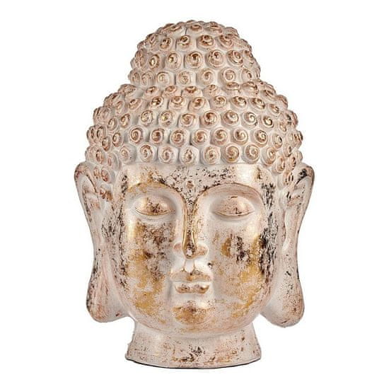 NEW Okrasna vrtna figura Buda Glava Bel/Zlat Poliresin (45,5 x 68 x 48 cm)