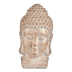 NEW Okrasna vrtna figura Buda Glava Bel/Zlat Poliresin (35 x 65,5 x 38 cm)