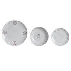 DKD Home Decor Set Posode DKD Home Decor Porcelan Roza Bela 27 x 27 x 3 cm 18 Kosi