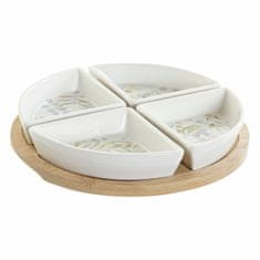 NEW Set za Aperitiv DKD Home Decor Pisana Naraven Bambus Plastika Gres Cottage 21,5 x 21,5 x 1 cm