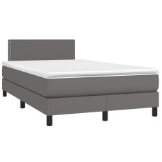 Vidaxl Box spring postelja z vzmetnico siva 120x190 cm umetno usnje