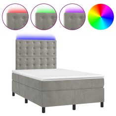 Vidaxl Box spring postelja z vzmetnico LED svetlo siva 120x200cm žamet