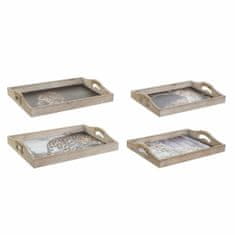 NEW Pladenj DKD Home Decor 40,5 x 30 x 6,5 cm Pisana Les MDF (2 kosov)