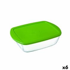 Miramarket Pravokotna Škatla za Malico s Pokrovom Pyrex Cook & Store Zelena 1,1 L 23 x 15 x 7 cm Silikon Steklo (6 kosov)