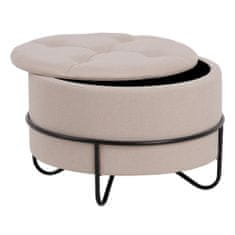 DKD Home Decor Pouffe 63 x 63 x 41 cm Sintetična tkanina Bež Kovina