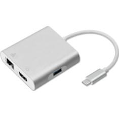 Qoltec adapter vozlišča usb-c 3.1 4in1 | usb 3.0 | hdmi 4k | rj45 | usb-c pd 92w