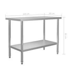 Vidaxl Kuhinjska delovna miza 120x60x85 cm nerjaveče jeklo