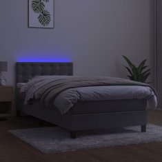 Vidaxl Box spring postelja z vzmetnico LED svetlo siva 80x200 cm žamet