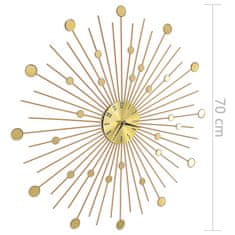 Vidaxl Stenska ura kovinska 70 cm zlata