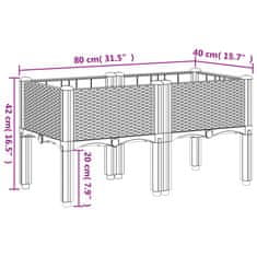 Vidaxl Cvetlično korito z nogami belo 80x40x42 cm PP