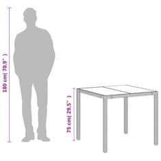 Vidaxl Vrtna miza s stekleno ploščo bela 90x90x75 cm poli ratan