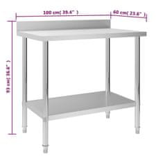 Vidaxl Kuhinjska delovna miza z zaščitno ploščo 100x60x93 cm jeklo