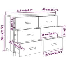 Vidaxl Komoda HAMAR medeno rjava 113x40x80 cm trdna borovina