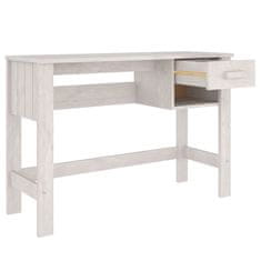 Vidaxl Pisalna miza HAMAR bela 110x40x75 cm trdna borovina