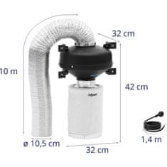 Noah Prezračevalni komplet ventilator ogleni filter 30 cm prezračevalna cev Ø 100 mm 10 m