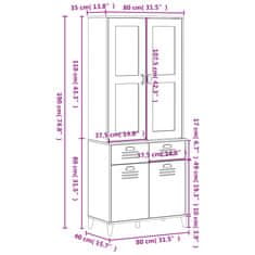 Vidaxl Visoka omara VIKEN črna 80x40x190 cm trdna borovina