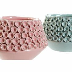 DKD Home Decor Vaza DKD Home Decor Flower Pink Turquoise Stoneware 20 x 20 x 13 cm Sredozemlje (2 enoti)