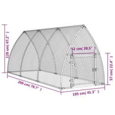 Vidaxl Kokošnjak srebrn 300x105x120 cm pocinkano jeklo