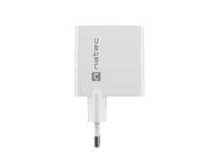 Natec Univerzalni polnilec USB RIBERA GaN 45W, 1X USB-A, 1X USB-C, bel