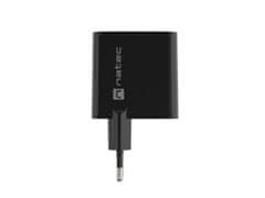 Natec Univerzalni polnilec USB RIBERA GaN 45W, 1x USB-A, 1x USB-C, črna