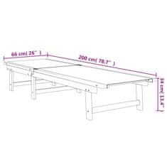 Vidaxl Ležalnik 2 kosa črn trden akacijev les in tekstilen