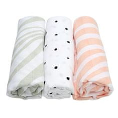 Motherhood Muslinske plenice 3pcs Salmon Zebra 70x80 cm