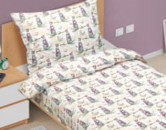 Bombažno posteljno perilo Junior - 140x200, 70x90 cm - Sova na veji