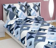 Bombažna posteljnina - 140x220, 70x90 cm - Geometrijsko modra