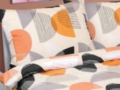 Dvoplastna posteljnina iz bombaža - 180x200, 2 kosa 70x90 cm - Polkrožna oranžna
