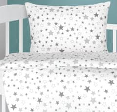 Otroško posteljno perilo iz bombaža Agata - 90x135, 45x60 cm - Siva zvezda na beli podlagi