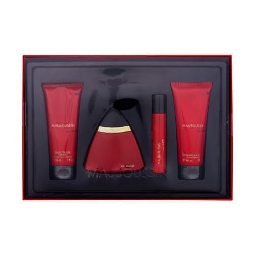 Mauboussin in Red Set parfumska parfémovaná voda 100 ml + gel za prhanje 90 ml + losjon za telo 90 ml + parfumska voda 20 ml za ženske