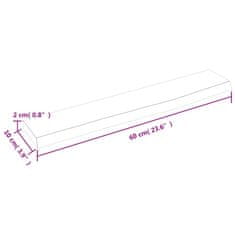 Vidaxl Stenska polica svetlo rjava 60x10x2 cm trdna hrastovina