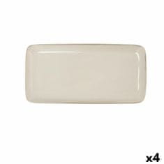 NEW Servirni krožnik Bidasoa Ikonic Bela Keramika (28 x 14 cm) (Pack 4x)