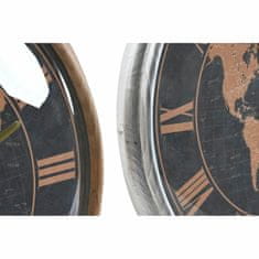 NEW Stenska Ura DKD Home Decor 46 x 6,5 x 46 cm Kristal Srebrna Črna Zlat Rjava Železo Zemljevid Sveta (2 kosov)